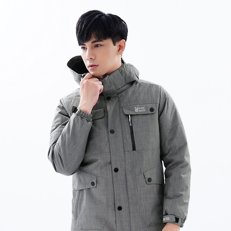 GLOBETEX men's warm, waterproof and windproof down jacket GJ23012 light gray - Men's Coats & Jackets - Polyester Gray