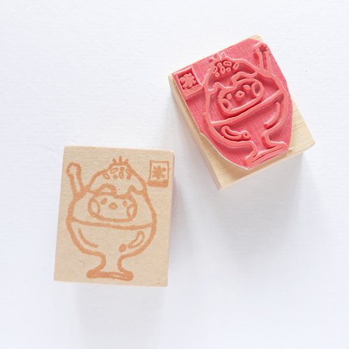 布籽生物 APOOZI STUDIO 剉冰 木製 橡皮章 印章
