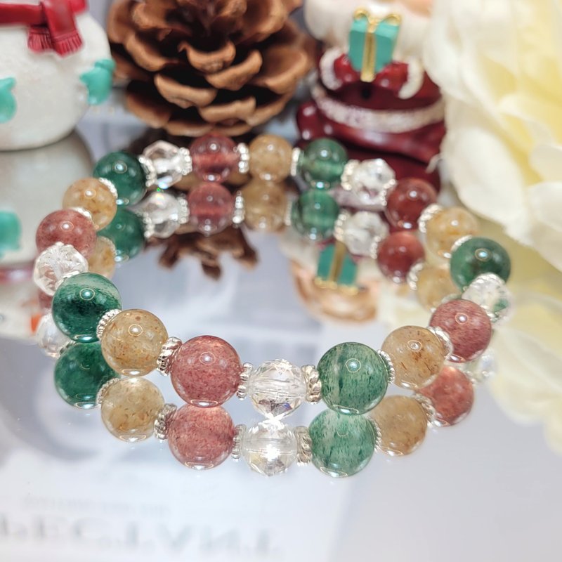 AgIo. Christmas ornaments/red, green, yellow strawberry crystal/white crystal. Designer bracelet - Bracelets - Crystal 