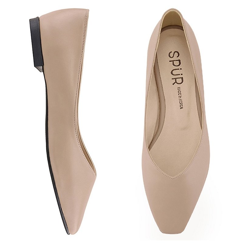 PRE-ORDER – SPUR Slim square flat MS9038 BEIGE - รองเท้าลำลองผู้หญิง - หนังเทียม 