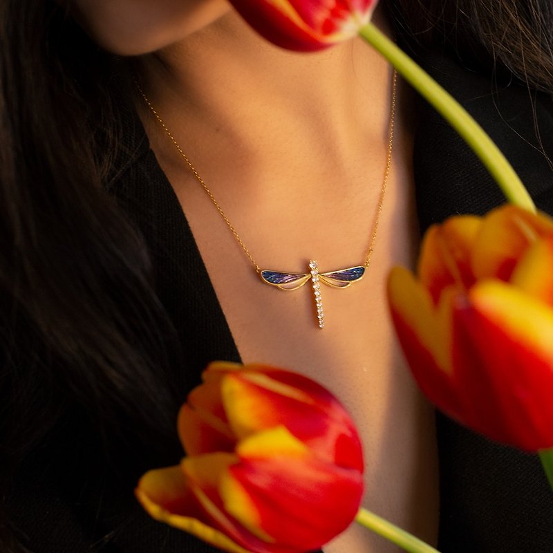 Dragonfly necklace - สร้อยคอ - โลหะ สีทอง