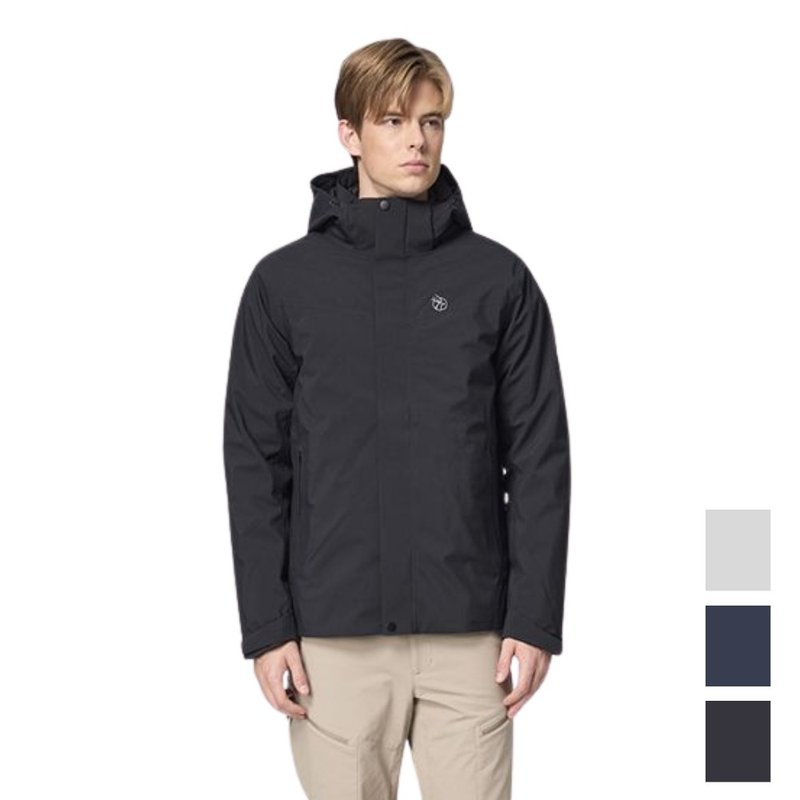 【Wildland 荒野】Stretch Waterproof 3-in-1 + Down Jacket for Men 0B32920 - เสื้อโค้ทผู้ชาย - เส้นใยสังเคราะห์ สีดำ
