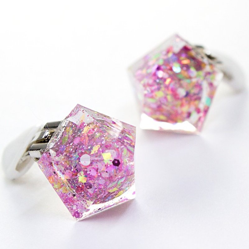 Pentagon earrings (idol songs) - Earrings & Clip-ons - Other Materials Pink