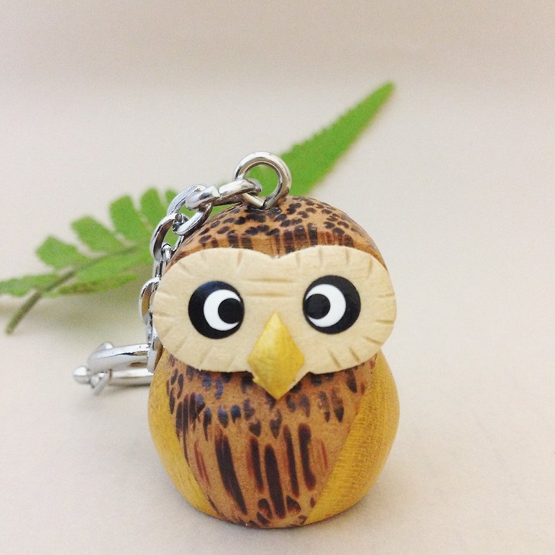 [3D Owl x Very Popular] Handmade Wooden Keychain/Pendant - ที่ห้อยกุญแจ - ไม้ สีกากี