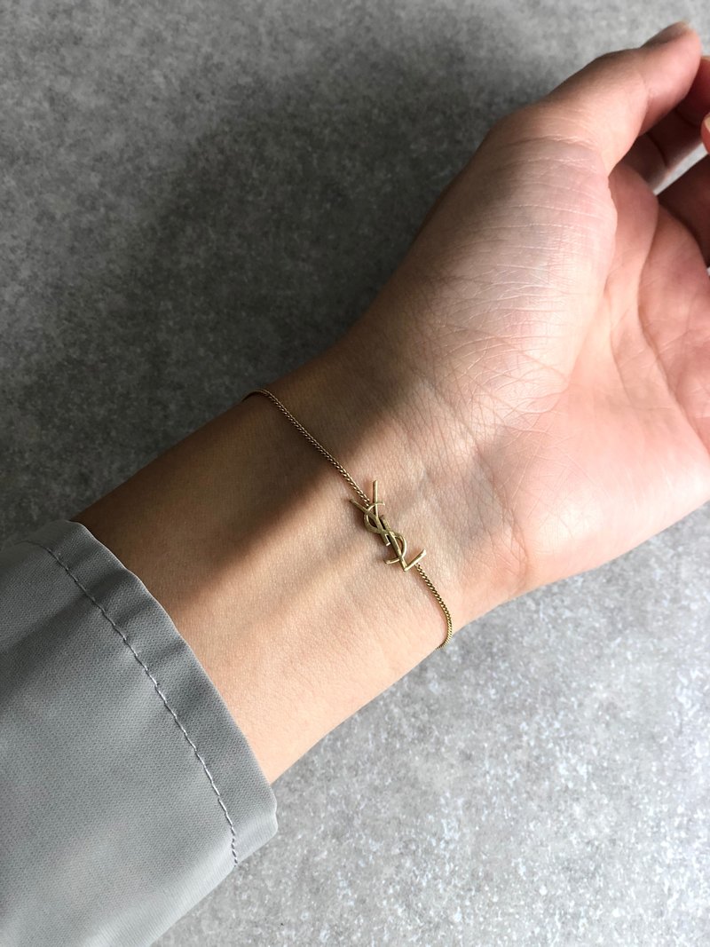 【 日本直送　名牌中古包 】Yves Saint Laurent イヴ・サンローラン ブレスレット ゴールド YSL vintage ヴィンテージ wanyw8 - 手鍊/手環 - 其他材質 金色