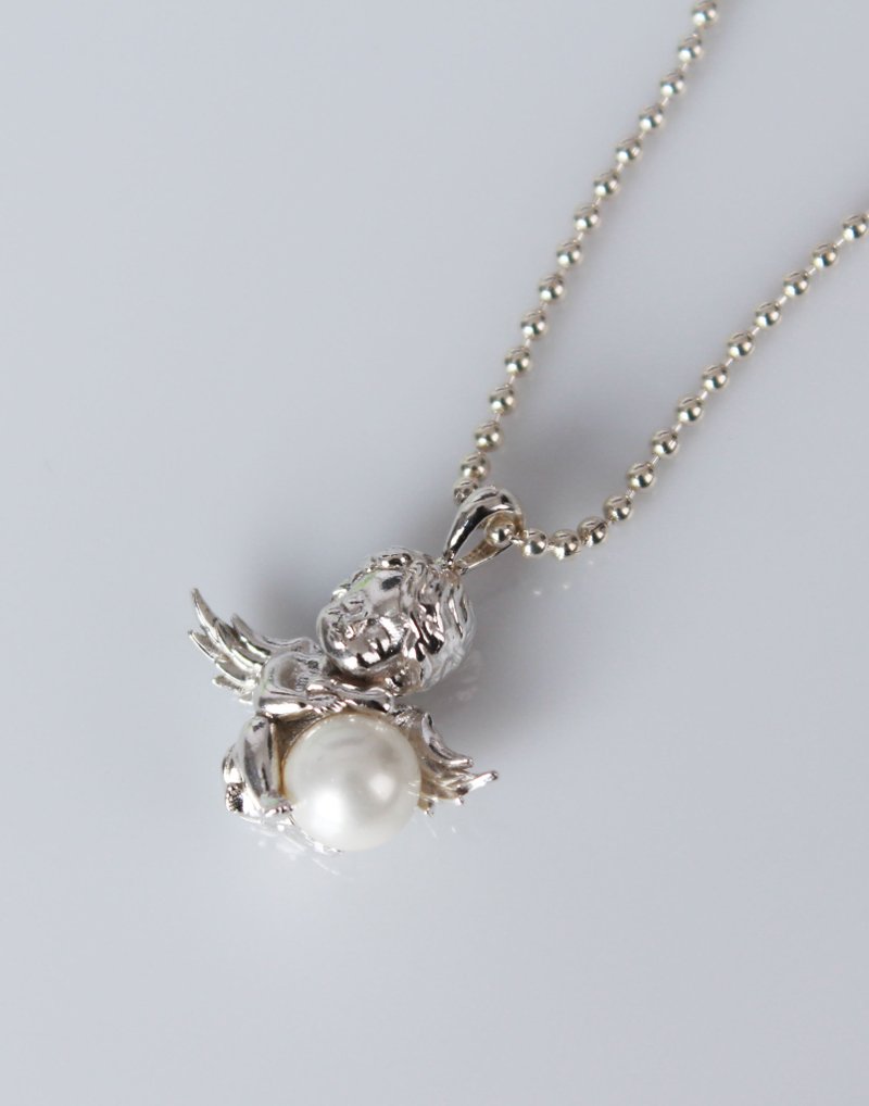 baby angel necklace (925silver) - สร้อยคอ - โลหะ สีเงิน