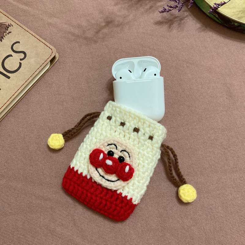 Anpanman_Knitted headphone pocket_Suitable for AirPods 1/2 generation - ที่เก็บหูฟัง - ผ้าฝ้าย/ผ้าลินิน หลากหลายสี