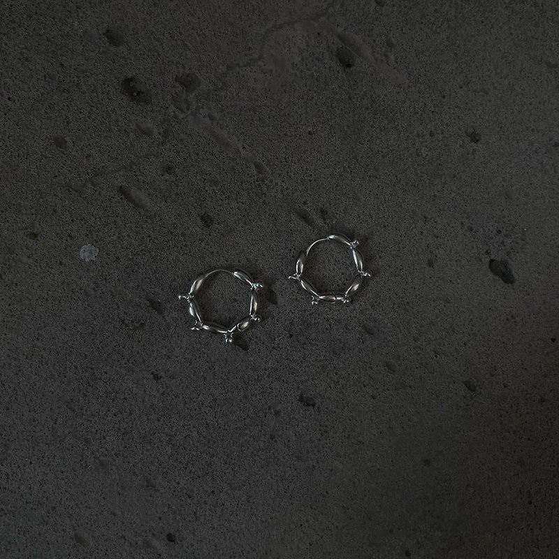 米粒子圈圈耳環 - 耳環/耳夾 - 純銀 銀色