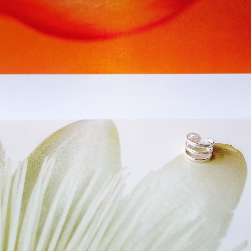 925純銀【 幾何線條 耳骨夾 】 - 耳環/耳夾 - 純銀 橘色