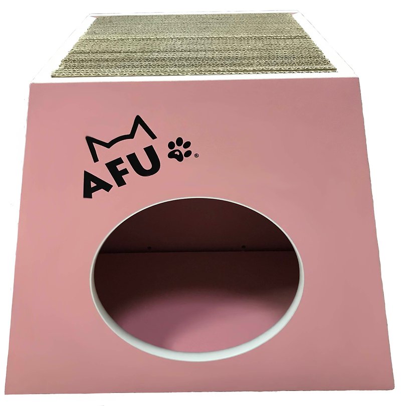 【AFU】超耐用粉色抓抓木屋 - 貓跳台/貓抓板 - 木頭 
