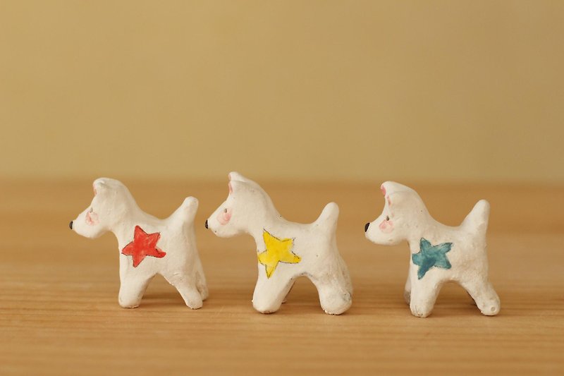 Zodiac dog (white dog of the star) - ของวางตกแต่ง - ไม้ 