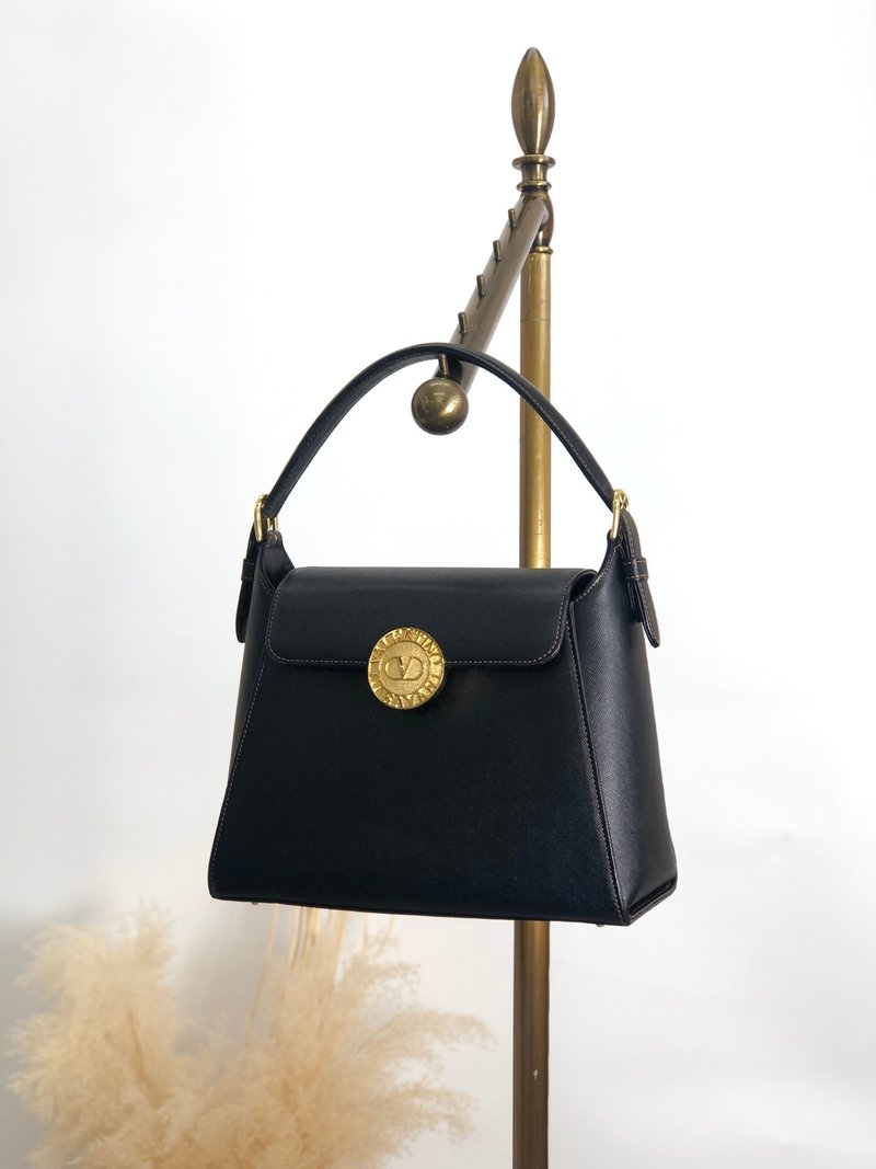 【 日本直送　名牌中古包 】VALENTINO GARAVANI ヴァレンティノガラヴァーニ ハンドバッグ ブラック ロゴ レザー vintage exeyzp - 手提包/手提袋 - 真皮 黑色