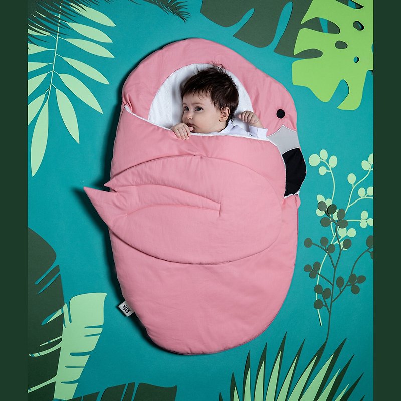 【NEW】Shark Bite BabyBites Cotton Multifunctional Sleeping Bag for Infants - Flamingo - ผ้าปูที่นอน - ผ้าฝ้าย/ผ้าลินิน สีดำ