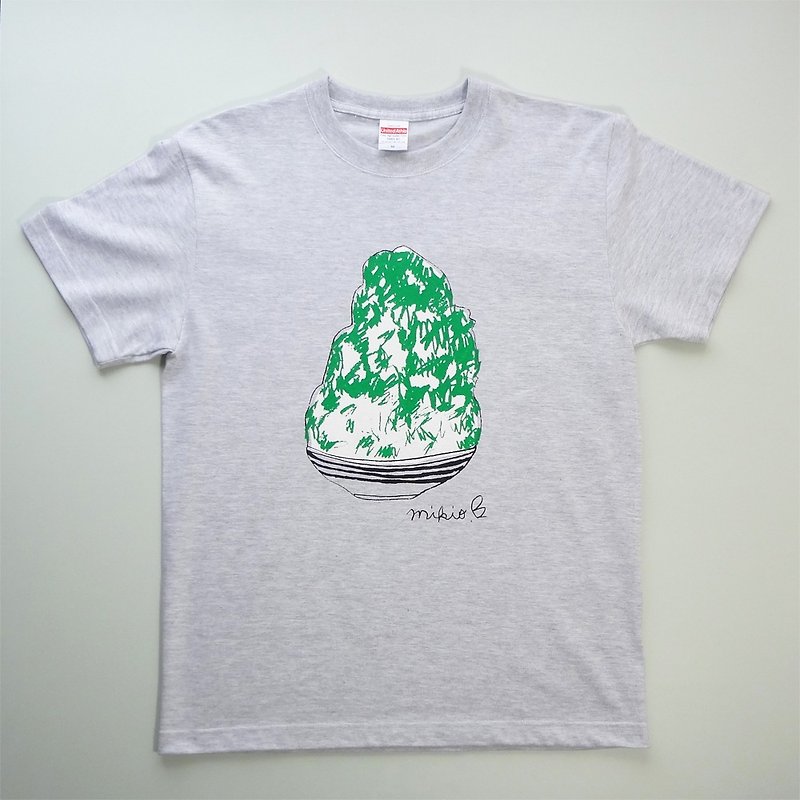 刨冰 Kakigori Shaved ice Men's t-shirt Melon Ash S M L XL 2XL 3XL - เสื้อยืดผู้ชาย - ผ้าฝ้าย/ผ้าลินิน สีเทา