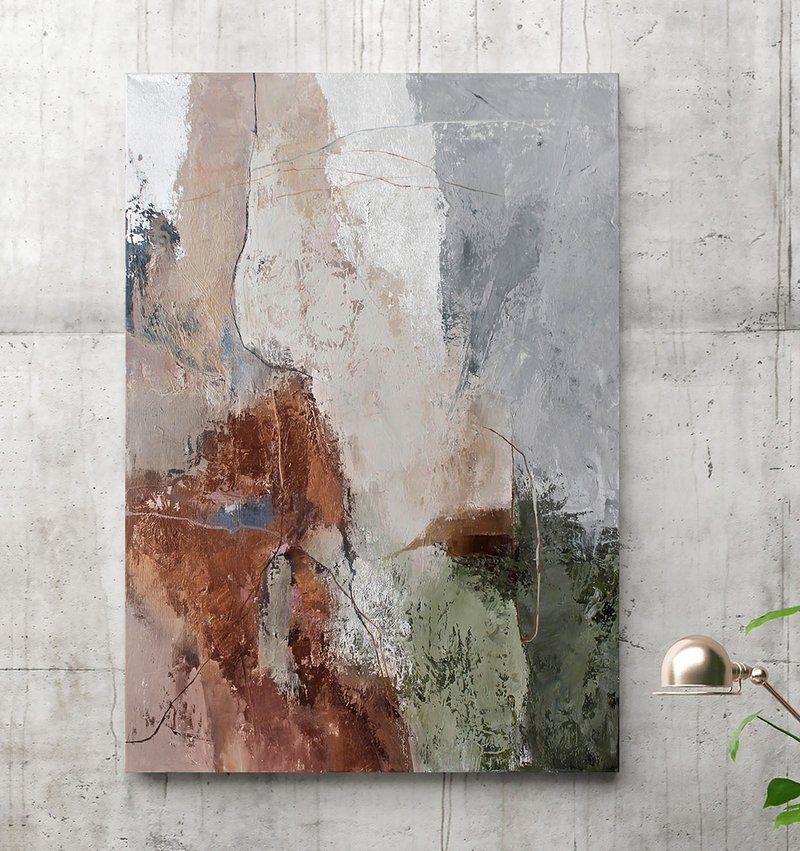Green copper painting | Terracotta green painting | Orange brume 2 - 壁貼/牆壁裝飾 - 棉．麻 橘色