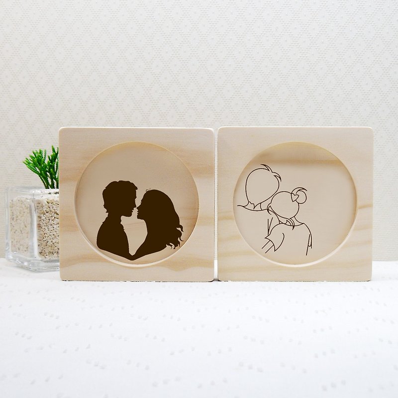 Hundred years of good harmony, love, cherish Valentine's Day wedding gift solid wood coaster exclusive custom name - Wood, Bamboo & Paper - Wood Brown