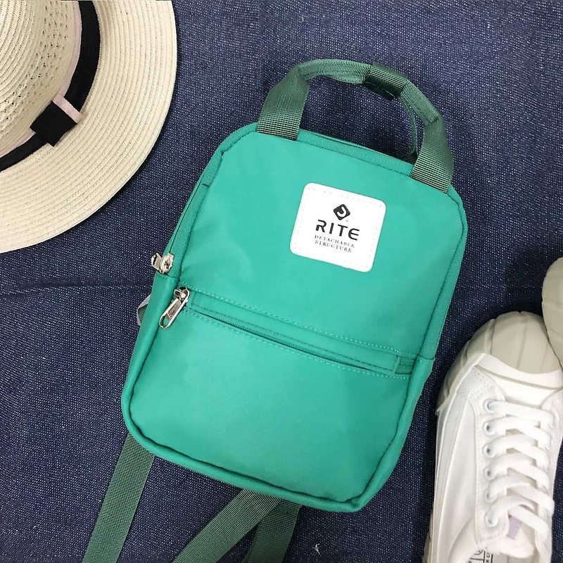 [RITE] Le Tour Series - Dual-use Mini Backpack - Rainbow [Green] - กระเป๋าเป้สะพายหลัง - วัสดุกันนำ้ สีเขียว