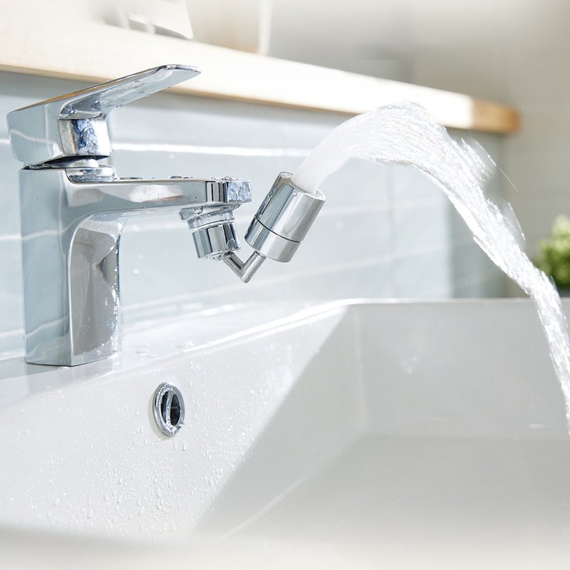 AQUADUO 360 Rotation Washbasin Faucet Filter (with Sediment Fliter 9pcs) WB-360 - อุปกรณ์ห้องน้ำ - สแตนเลส สีเงิน