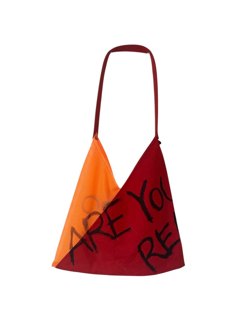 メッシュ三角bag-are you ready??- - 側背包/斜背包 - 棉．麻 紅色