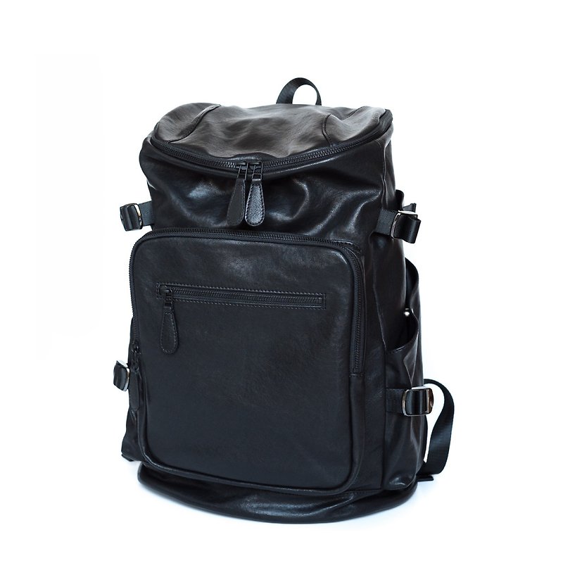 After re-engraving the customized backpack, it can be embossed with optional colors - Backpacks - Genuine Leather Black