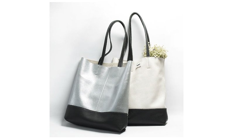 Hakken Leather Tote Bag - Handbags & Totes - Genuine Leather Gray