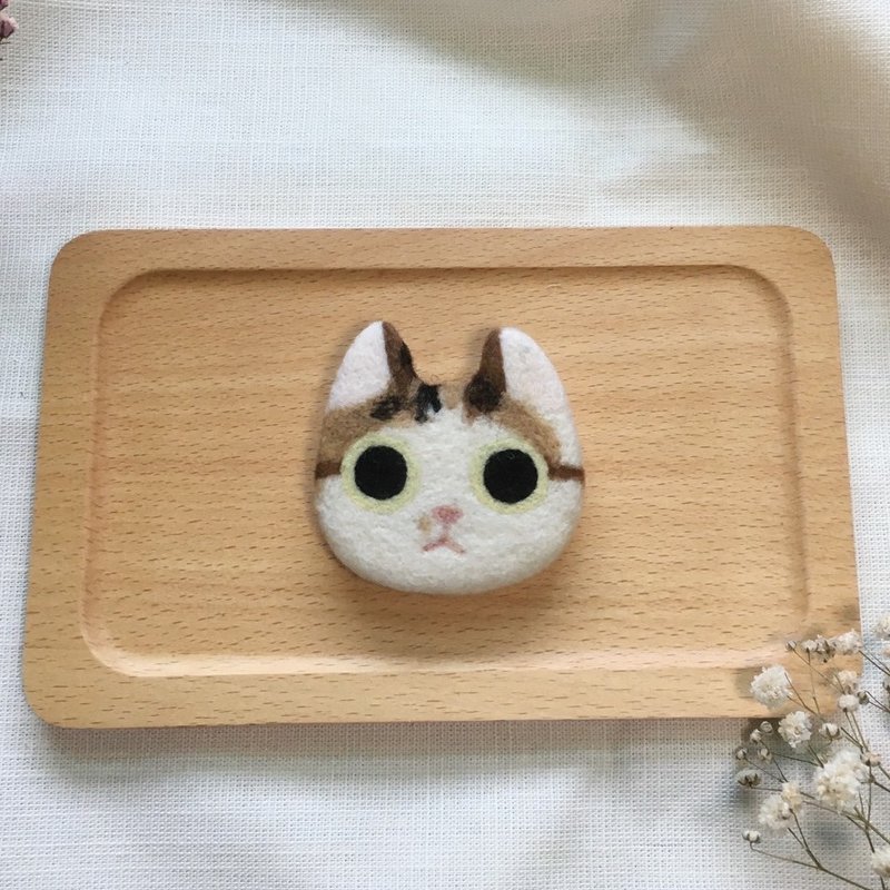 Cat Wool Felt Brooch【Can be customized】 - เข็มกลัด - ขนแกะ หลากหลายสี