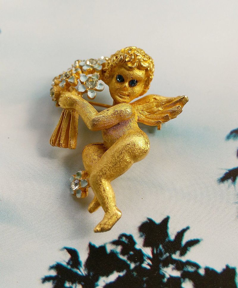 Western antique jewelry. FLORENZA Angel Pin - Badges & Pins - Other Metals Gold