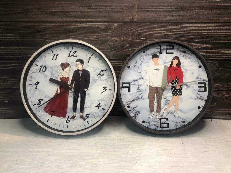 Hand-painted Q version [clock] order area home decoration commemorative gift wedding commemorative customized wall clock - Clocks - Other Materials Khaki