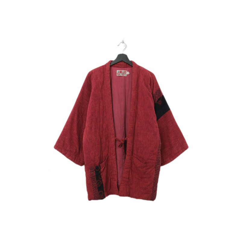 Back to Green-日本帶回袢天 暗紅 圖騰 pt-27/vintage - 男夾克/外套 - 棉．麻 