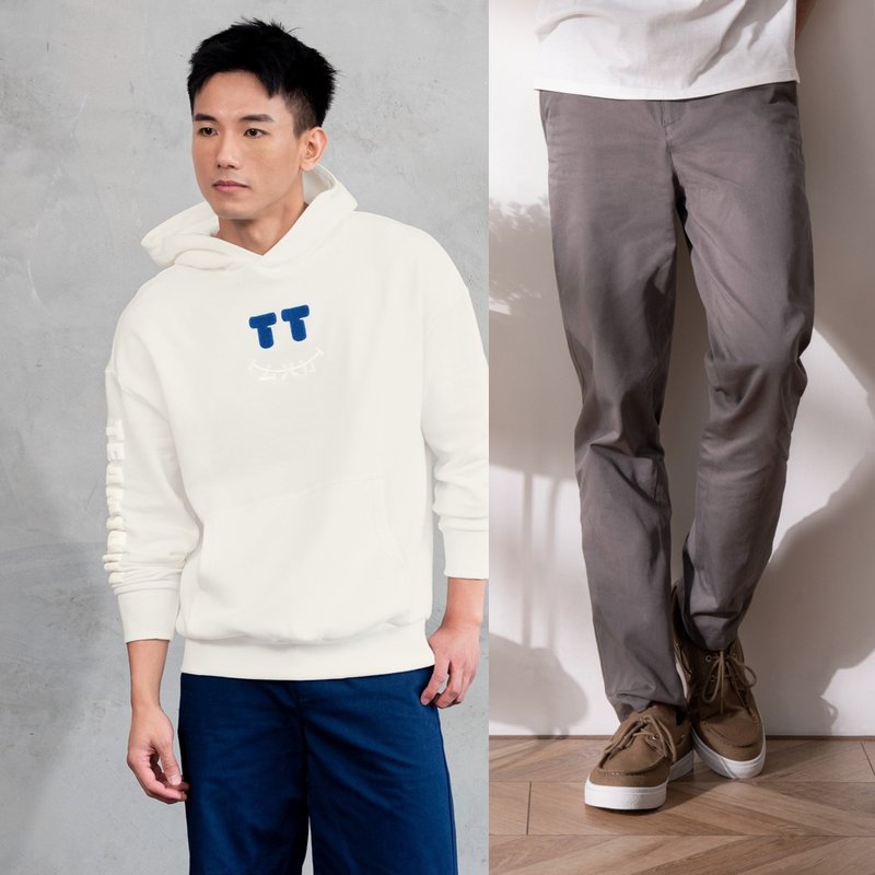 【The 'Taiwanese Style' Classic Set】 (Men's) Featuring Two Original Taiwan Hoodies and Three Colors of Khaki Straight-Leg Trousers. - เสื้อฮู้ด - ผ้าฝ้าย/ผ้าลินิน 