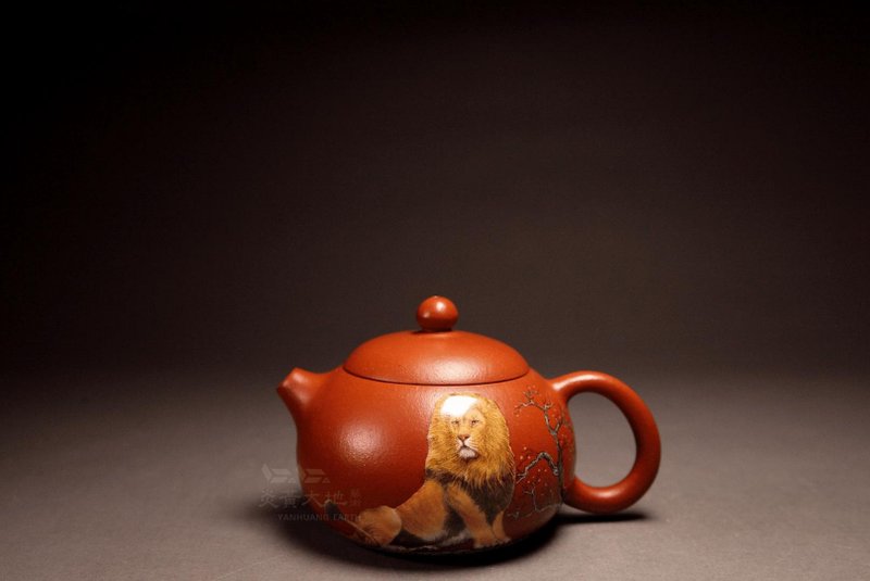 [Fengfengwanli] Longshantang Jingdezhen painted traditional handmade pot Huanglongshan old red clay 210cc - Teapots & Teacups - Pottery Red