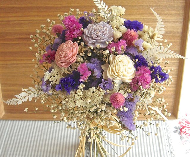Fl108-01 Classic Dry Flower Bouquet-Romantic Purple - Shop  aliceflowerdesign Dried Flowers & Bouquets - Pinkoi