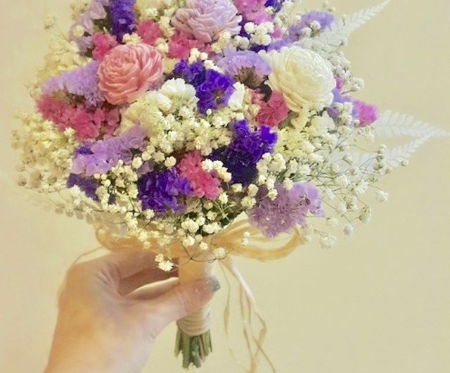 Fl108-01 Classic Dry Flower Bouquet-Romantic Purple - Shop  aliceflowerdesign Dried Flowers & Bouquets - Pinkoi