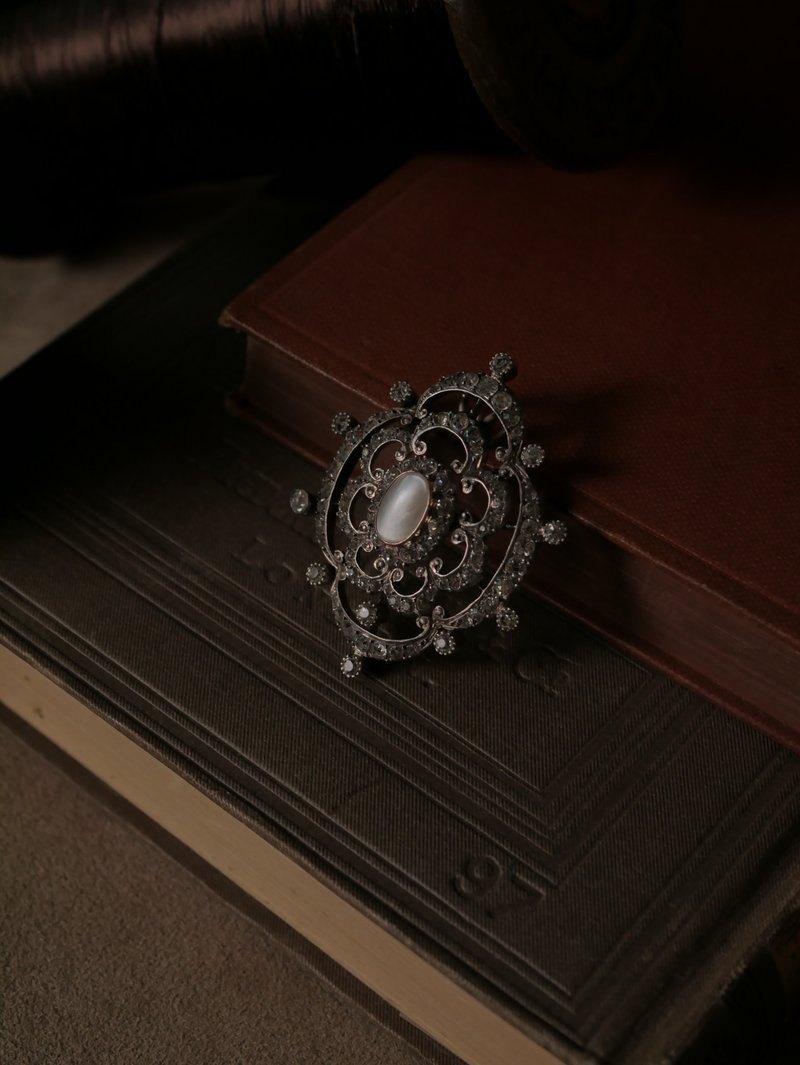 1910s 英國 美好年代珠母貝吊墜 - 項鍊 - 銀 銀色