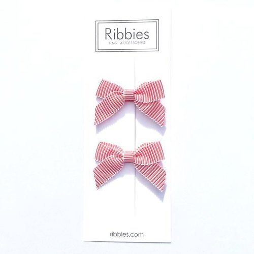 Ribbies 台灣總代理 英國Ribbies 經典蝴蝶結2入組-紅白細條紋