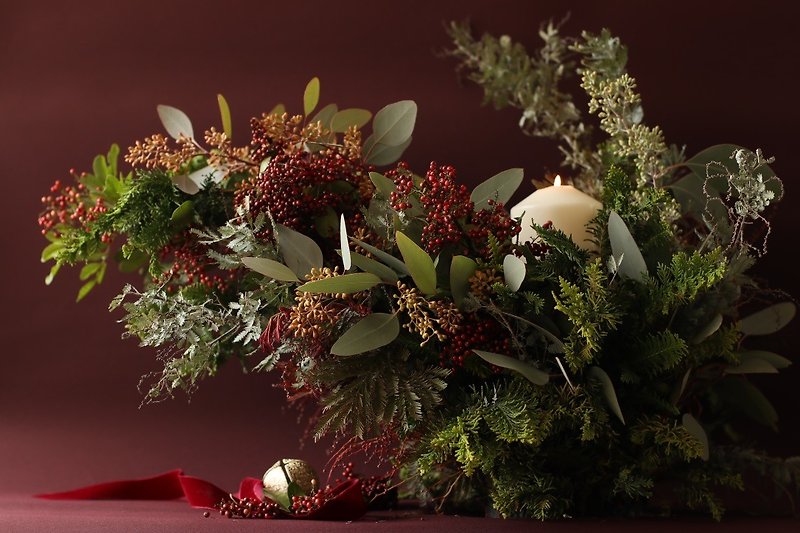 Flower course | Candlelight Christmas table flower arrangement course - Plants - Plants & Flowers Red