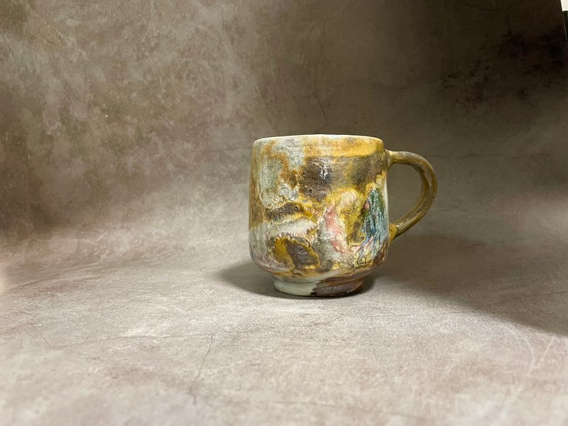 柴燒杯-二次燒-時間印記02 - 咖啡杯/馬克杯 - 陶 咖啡色
