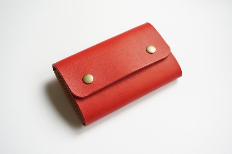 紅色 捲餅票夾鑰匙包 - 鑰匙圈/鑰匙包 - 真皮 紅色