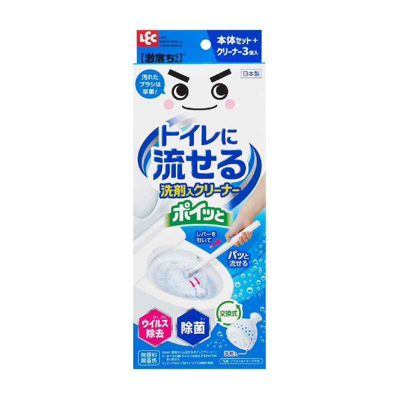 [Gekishoku Kun] Flushable Toilet Brush Set (Includes 3 Brush Heads) \ Toilet Brush Head Refill Pack - อื่นๆ - กระดาษ 