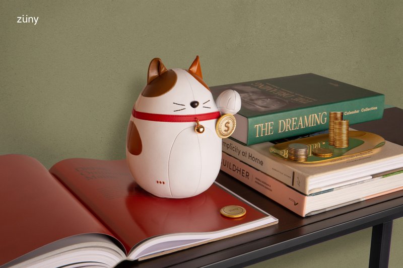 Zuny - Lucky Cat (Fu) - Bookend - Items for Display - Faux Leather Multicolor