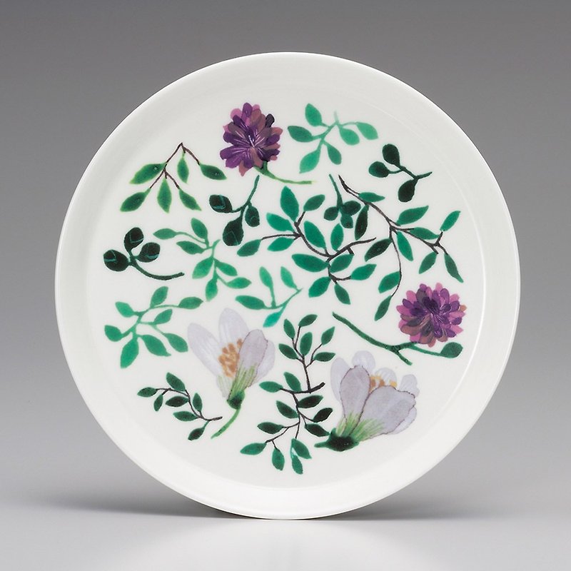 Anna Emilia designer co-branded grandma's bouquet bone china flat plate (19cm) - Plates & Trays - Porcelain Multicolor