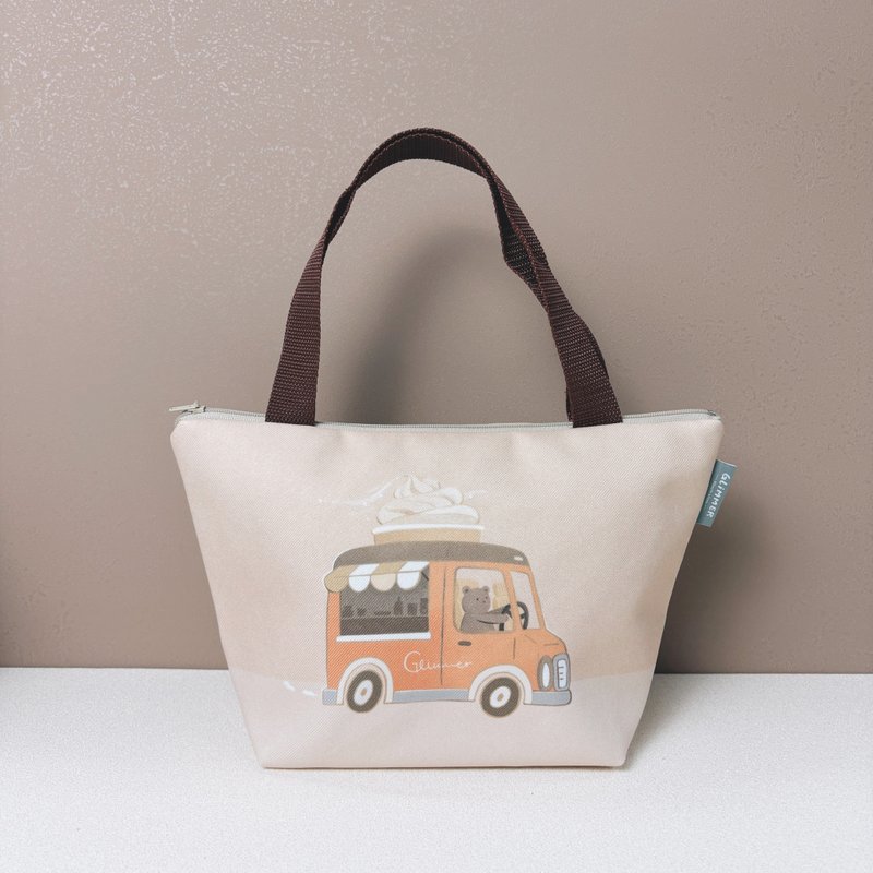 Shimmer Zoo - Animal Ice Cream Food Truck Tote - Handbags & Totes - Cotton & Hemp Orange