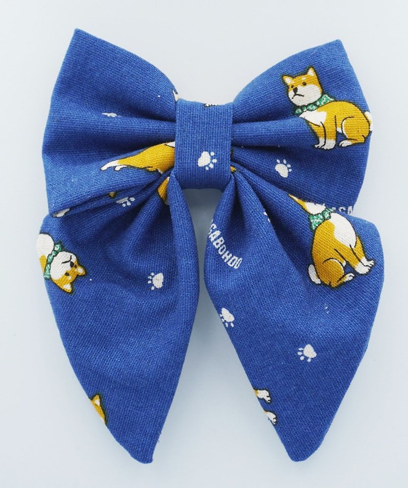 [Dark Blue Shiba Inu] Pet Featured Sailor Bow Tie-Free Neck Strap - ปลอกคอ - ผ้าฝ้าย/ผ้าลินิน หลากหลายสี