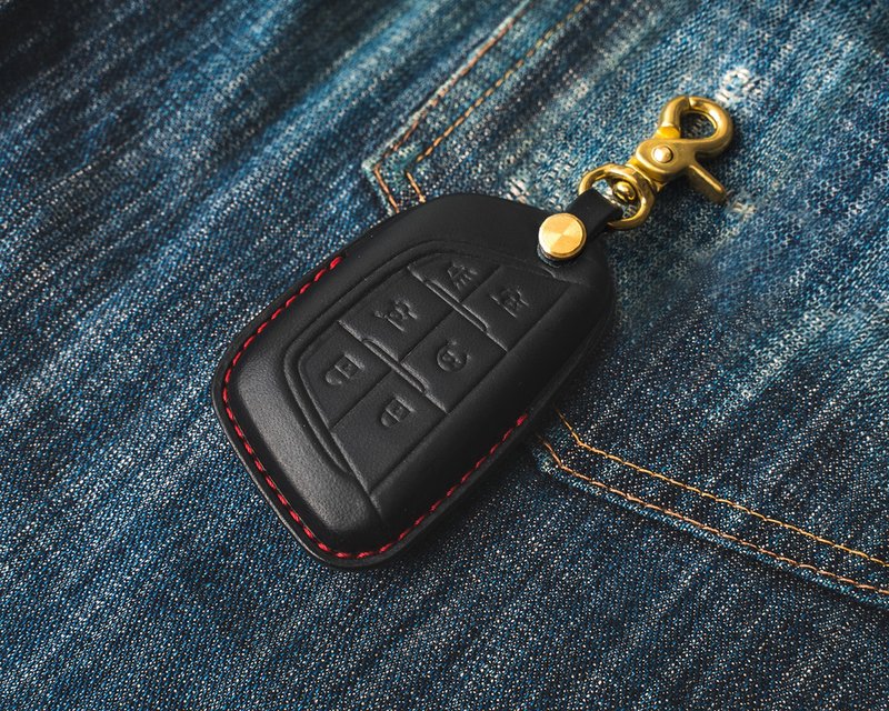 凱迪拉克 Cadillac Escalade 汽車鑰匙包 鑰匙皮套 - 鑰匙圈/鑰匙包 - 真皮 黑色