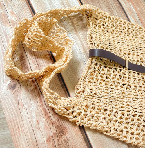 chill.crochet.life 抓緊夏天的尾巴 編織鏤空側揹包 草編包 大容量 編織包