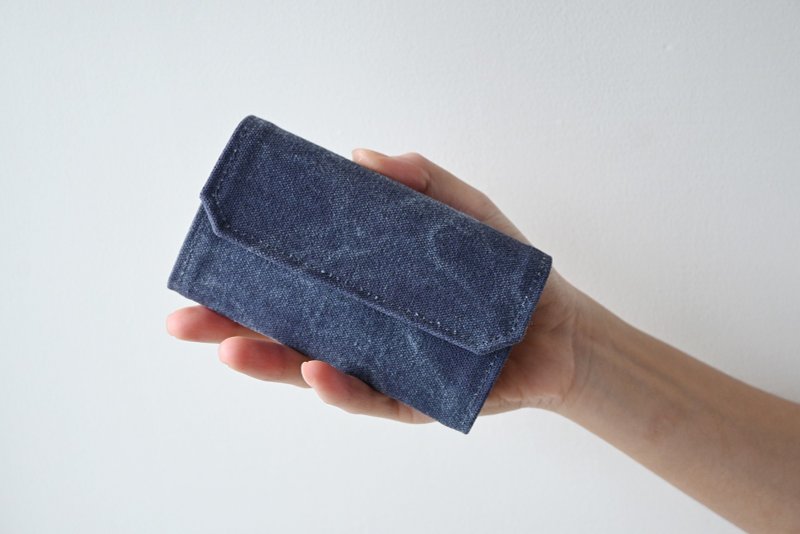 blue Canvas Coin/Card Holder Washable Paper Lightweight Money Pouch - กระเป๋าใส่เหรียญ - กระดาษ สีน้ำเงิน