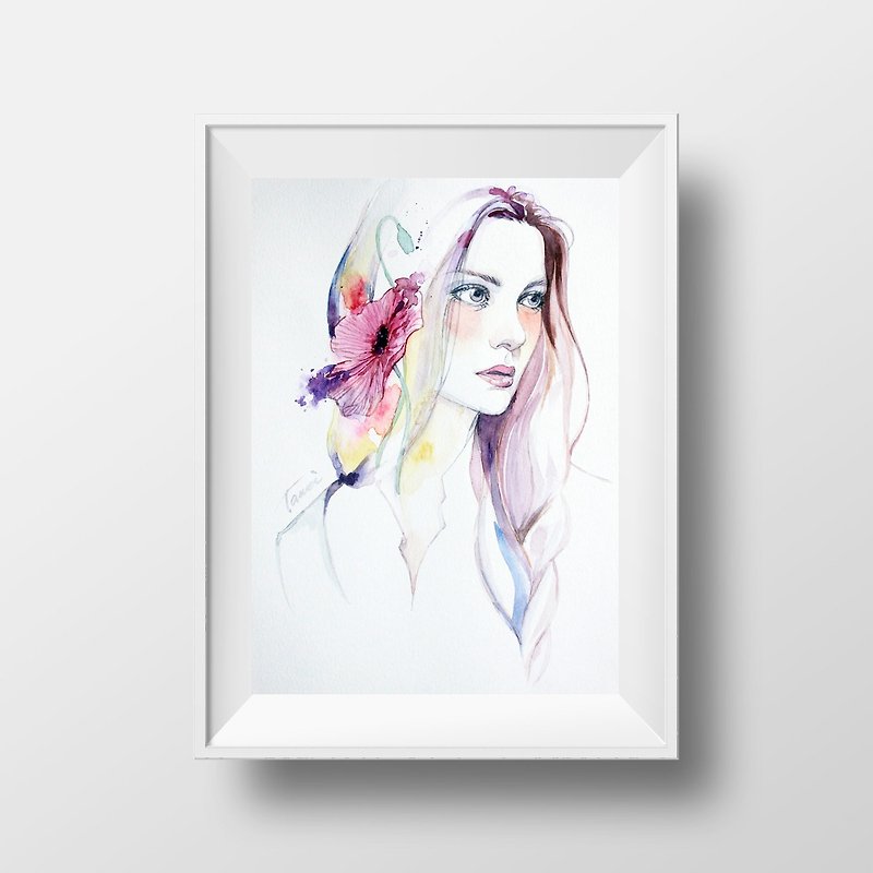 Nordic style hand painted pencil watercolor paintings NO.1 murals / home furnishings / interior design - Posters - Paper White