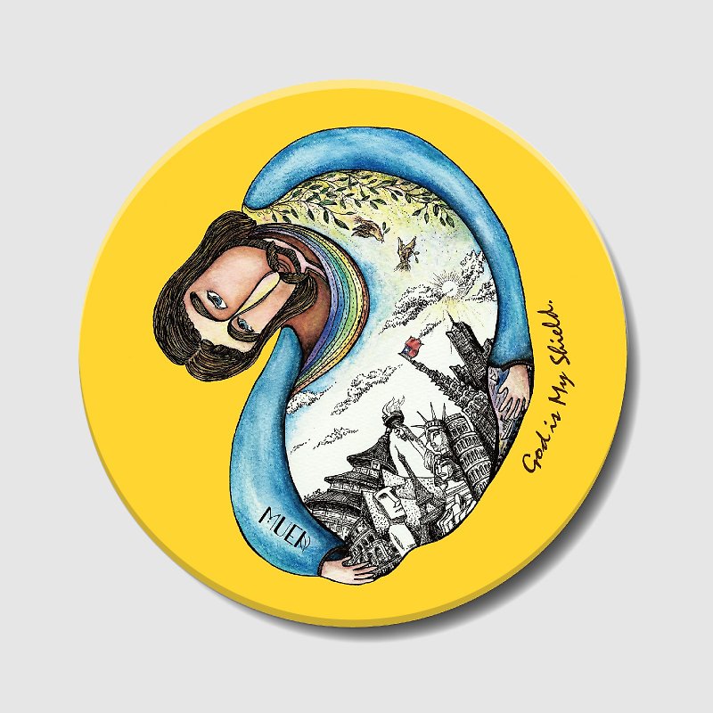 Lord's Disciples - Round Suction Cup Pads - Coasters - Pottery Yellow