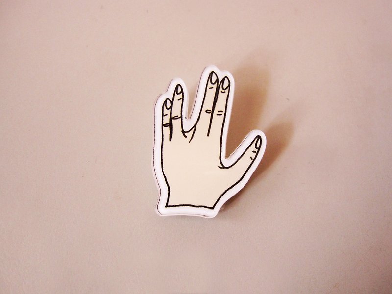 Finger pumping and accumulating Acrylic pin 1 - Brooches - Acrylic Pink
