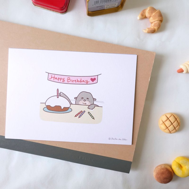 Happy Birthday バースデーポストカード／バースデーカード PanPanのお誕生日 - はがき・メッセージカード - 紙 ピンク